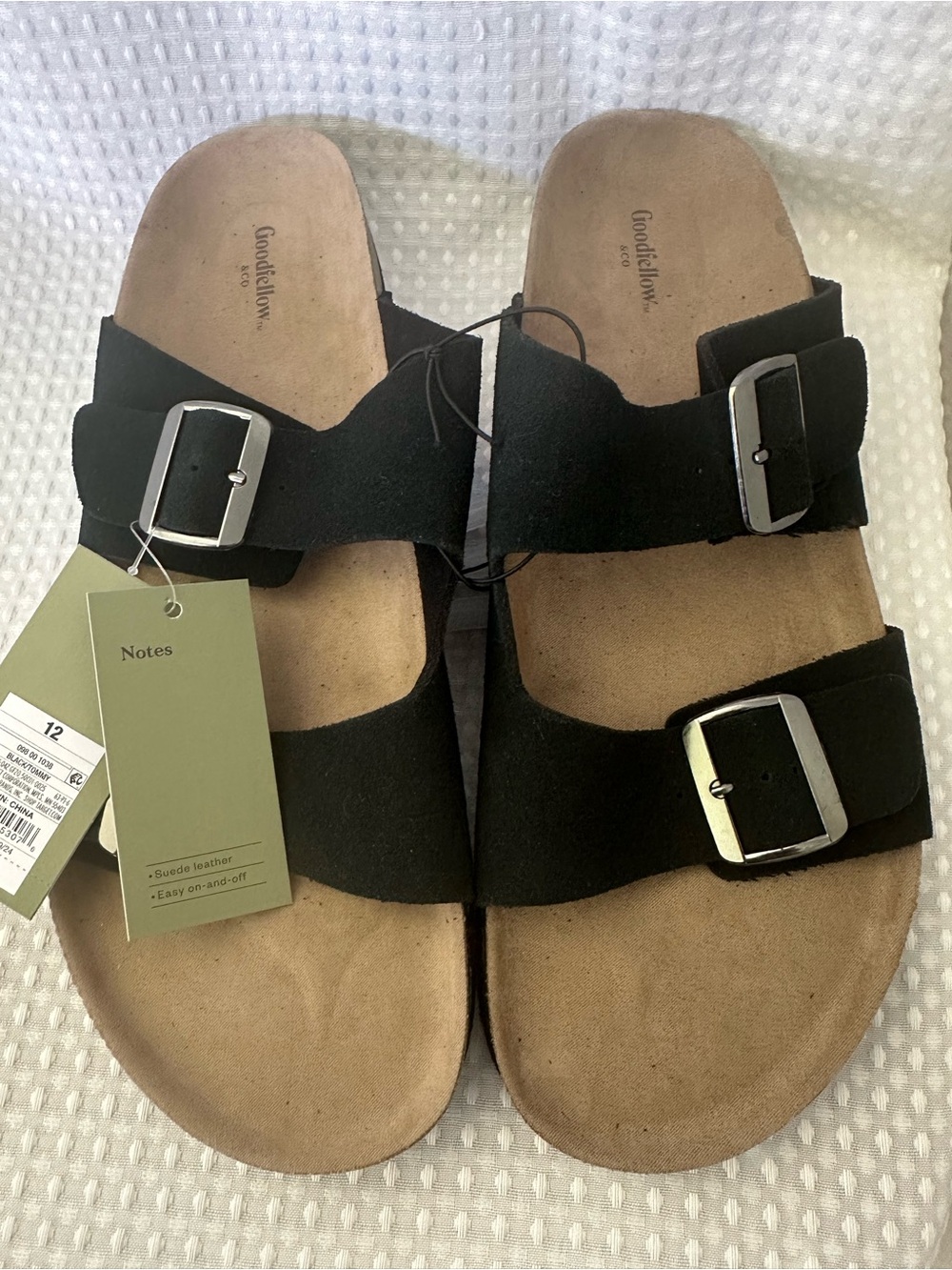 Goodfellow & Co Size 12 Tommy Black Suede Double-Buckle Men’s Sandals